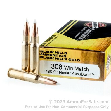 20 Rounds of 180gr Polymer Tipped .308 Win Ammo by Black Hills Gold Ammunition