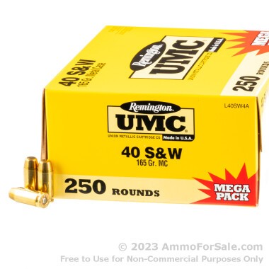 250 Rounds of 165gr MC .40 S&W Ammo by Remington