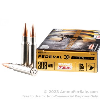 20 Rounds of 165gr TSX Barnes .308 Win Ammo by Federal