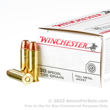 50 Rounds of 130gr FMJ .38 Spl Ammo by Winchester