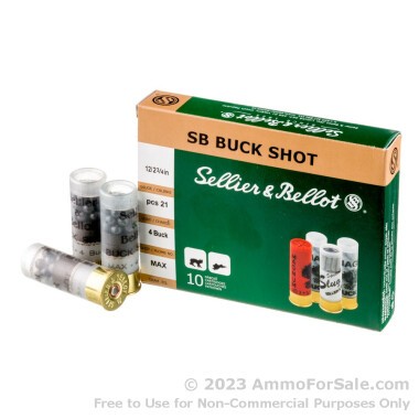 10 Rounds of  #4 Buck 12ga Ammo by Sellier & Bellot