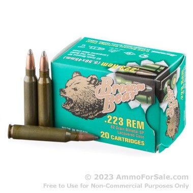 20 Rounds of 62gr SP .223 Ammo by Brown Bear