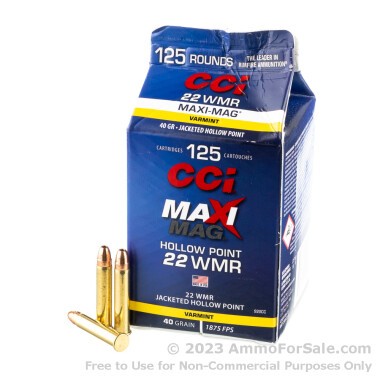 125 Rounds of 40gr JHP .22 WMR Ammo by CCI