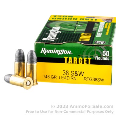 50 Rounds of 146gr LRN .38 S&W Ammo by Remington