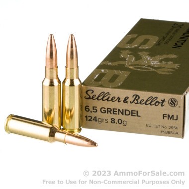 600 Rounds of 124gr FMJ 6.5 Grendel Ammo by Sellier & Bellot