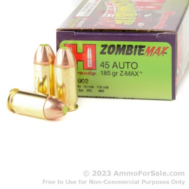 200 Rounds of 185gr Z-Max .45 ACP Ammo by Hornady
