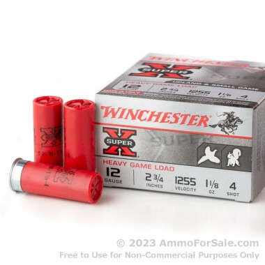 250 Rounds of 1 1/8 ounce #4 shot 12ga Ammo by Winchester