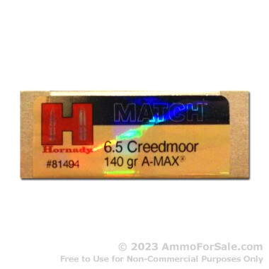 20 Rounds of 140gr Match A-MAX 6.5mm Creedmoor Ammo by Hornady