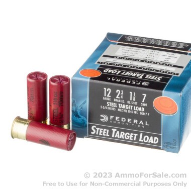 25 Rounds of 1 1/8 ounce #7 Shot (Steel) 12ga Ammo by Federal