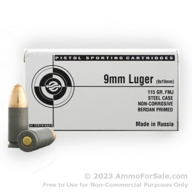 50 Rounds of 115gr FMJ 9mm Ammo by Tula