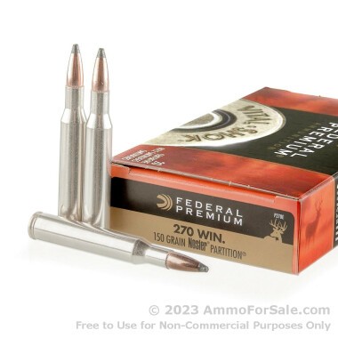20 Rounds of 150gr Partition .270 Win Ammo by Federal Vital-Shok