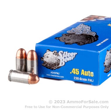 50 Rounds of 230gr FMJ .45 ACP Ammo by Silver Bear