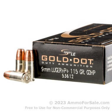 1000 Rounds of 115gr JHP Gold Dot 9mm + P + Ammo by Speer