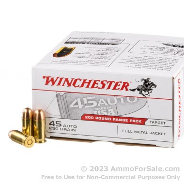 200 Rounds of 230gr FMJ .45 ACP Ammo by Winchester