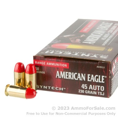 50 Rounds of 230gr Total Synthetic Jacket (TSJ) .45 ACP Ammo by Federal Syntech