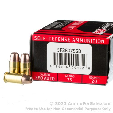 20 Rounds of 75gr Frangible HP .380 ACP Ammo by SinterFire