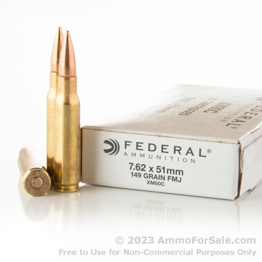 20 Rounds of 149gr FMJ 7.62x51mm Ammo by Federal