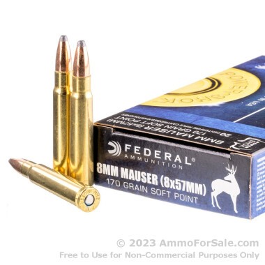 20 Rounds of 170gr SP 8 mm Mauser Ammo by Federal