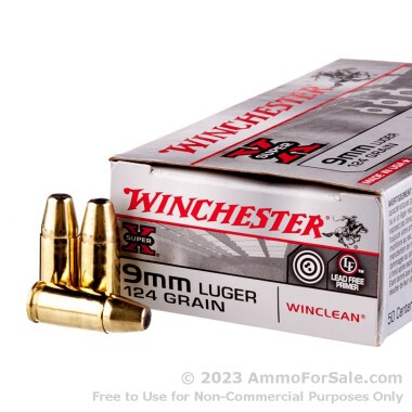 50 Rounds of 124gr BEB 9mm Ammo by Winchester