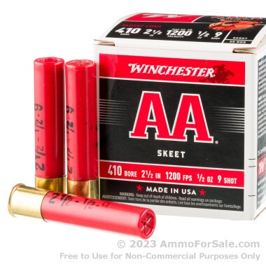 250 Rounds of 1/2 ounce #9 shot 410ga Ammo by Winchester