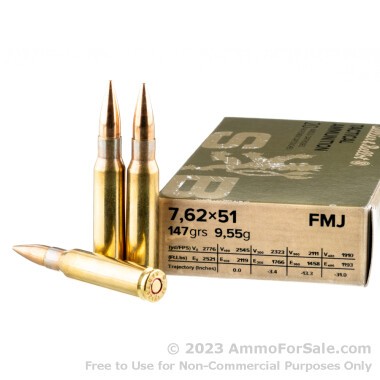 600 Rounds of 147gr FMJ 7.62x51 Ammo by Sellier & Bellot