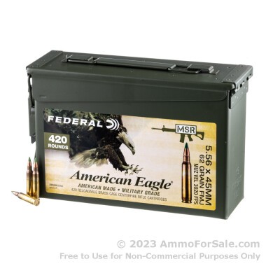 420 Rounds of 62gr FMJBT XM855 5.56x45 Ammo by Federal in Ammo Can