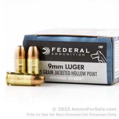 500 Rounds of 115gr JHP 9mm Ammo by Federal Personal Defense