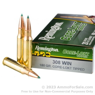 20 Rounds of 180gr Polymer Tipped .308 Win Ammo by Remington