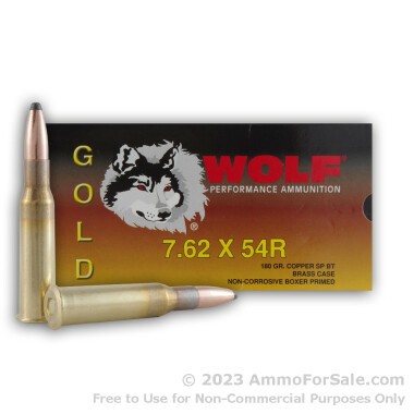 20 Rounds of 180gr SPBT 7.62x54r Ammo by Wolf
