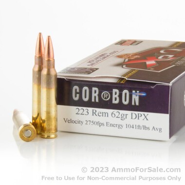 20 Rounds of 62gr Solid Copper Hollow Point .223 Ammo by DPX Ammunition
