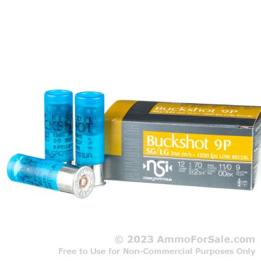 250 Rounds of 2-3/4"  #00 Buck 12ga Ammo by NobelSport Law Enforcement Low Recoil