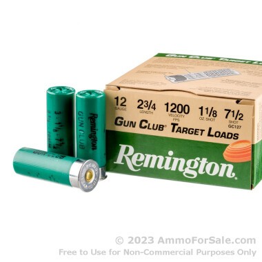 250 Rounds of 1 1/8 ounce #7 1/2 Shot 12ga Ammo by Remington Gun Club Target Loads 1,200 fps