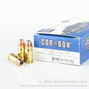 20 Rounds of 125gr JHP .357 SIG Ammo by Corbon