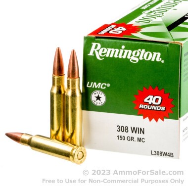 40 Rounds of 150gr MC .308 Win Ammo by Remington