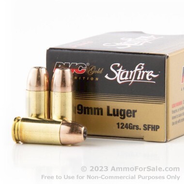 20 Rounds of 124gr JHP 9mm Ammo by PMC Starfire