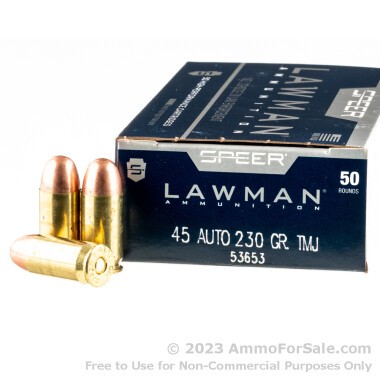 50 Rounds of 230gr TMJ .45 ACP Ammo by Speer