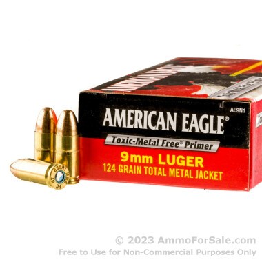 50 Rounds of 124gr TMJ 9mm Ammo by Federal American Eagle