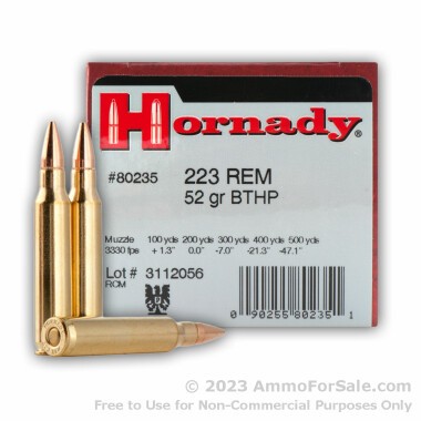 50 Rounds of 52gr HPBT .223 Ammo by Hornady