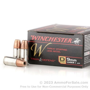 200 Rounds of 147gr JHP 9mm Ammo by Winchester Train & Defend