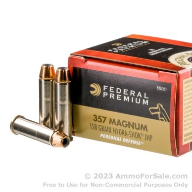 20 Rounds of 158gr JHP .357 Mag Ammo by Federal Hydra-Shok
