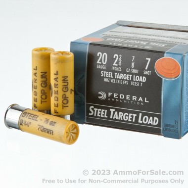 250 Rounds of 7/8 ounce #7 Shot (Steel) 20ga Ammo by Federal