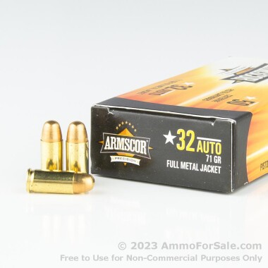50 Rounds of 71gr FMJ .32 ACP Ammo by Armscor