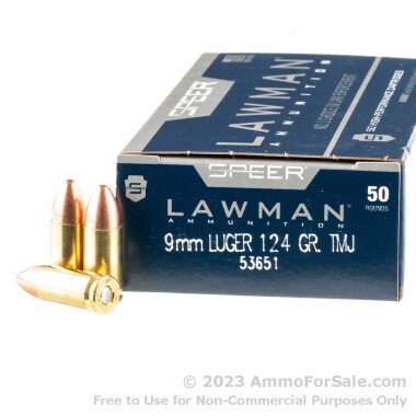 50 Rounds of 124gr TMJ RN 9mm Ammo by Speer
