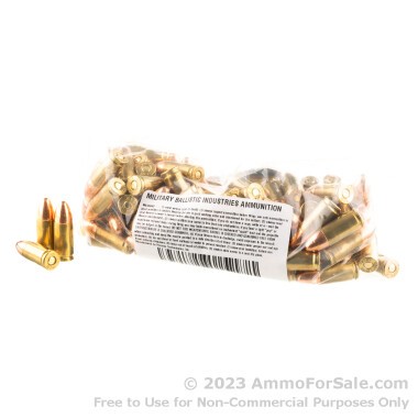 100 Rounds of 124gr FMJ 9mm Ammo by M.B.I.