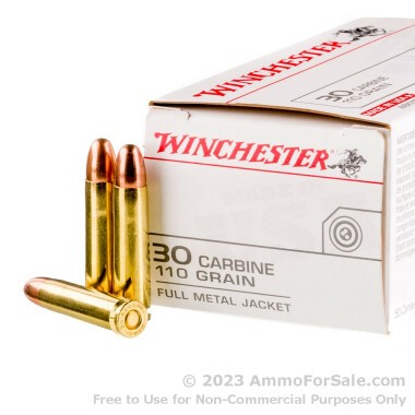 500 Rounds of 110gr FMJ .30 Carbine Ammo by Winchester