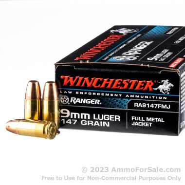 50 Rounds of 147gr FMJ 9mm Ammo by Winchester