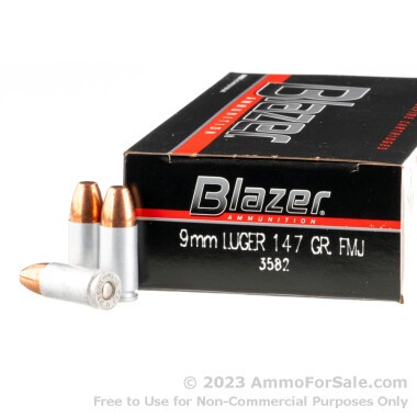 50 Rounds of 147gr FMJ 9mm Ammo by Blazer