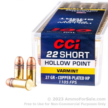 100 Rounds of 27gr CPHP .22 Short Ammo by CCI