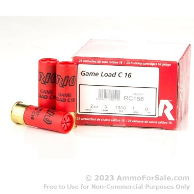 25 Rounds of 1 ounce #8 Shot 16ga Ammo by Rio Ammunition