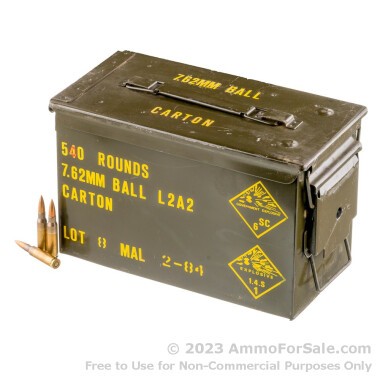 540 Rounds of 146gr FMJ 7.62x51mm Ammo in M2A1 Can by Malaysian Military Surplus